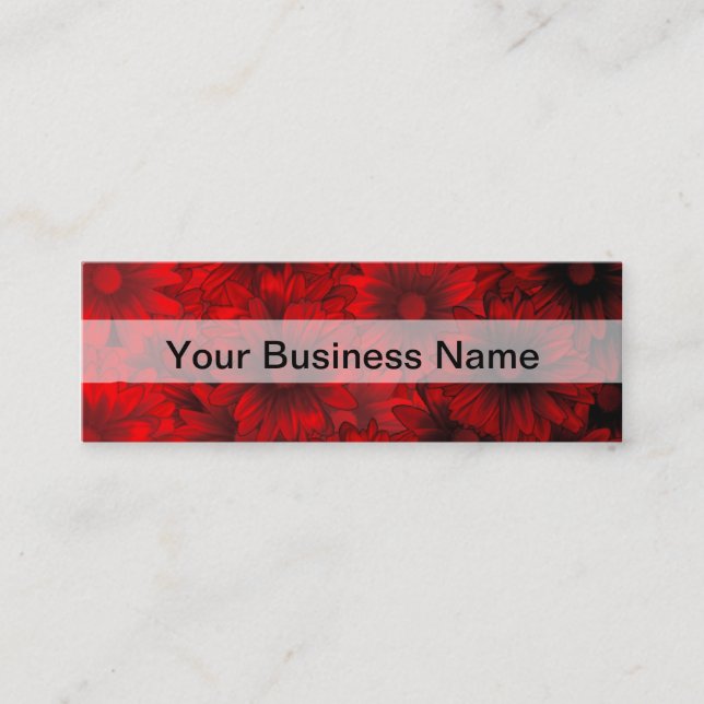 Dunkelrote Blumenmuster Mini Visitenkarte (Vorderseite)