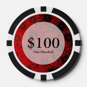 Dunkelrote Blumenmuster Pokerchips