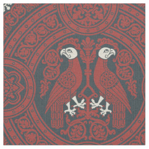 Dunkelrote Byzantinische Vögel Stoff
