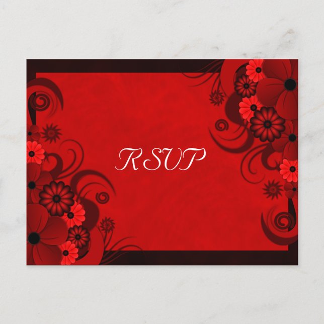 Dunkelrote, florale Gothic Elegante UAWG Response  Einladungspostkarte (Vorderseite)