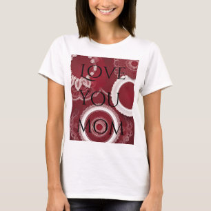 Dunkelrote Florale KI-Kunst T-Shirt