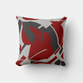 Dunkelrote Holzkohle Grau fein, Abstrakt wirbelnd Kissen