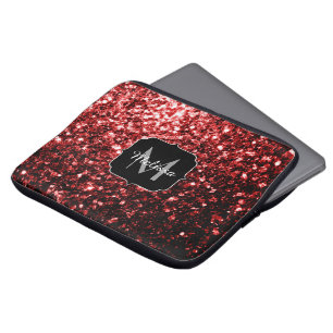 Dunkelrote Imitate Glitzer Glitzern Glamour Monogr Laptopschutzhülle