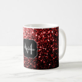 Dunkelrote Imitate Glitzer Glitzern Glamour Monogr Tasse