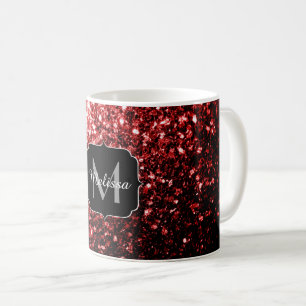 Dunkelrote Imitate Glitzer Glitzern Glamour Monogr Tasse