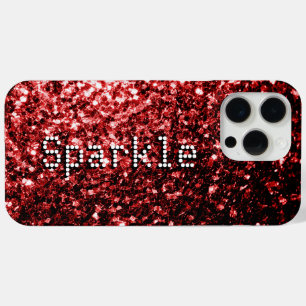 Dunkelrote Imitate Glitzer Glitzern Ihr Text Case-Mate iPhone Hülle