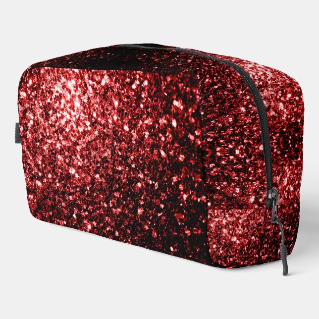 Dunkelrote Imitate Glitzern Glitzer Bling Waschbeutel (Rechte Ecke)