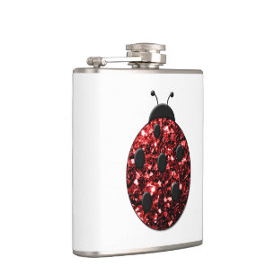 Dunkelrote Ladybug-Imitate Glitzer Glitzern Flachmann