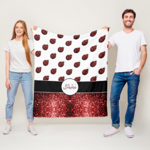 Dunkelrote Ladybug-Imitate Glitzer-Glitzern Monogr Fleecedecke