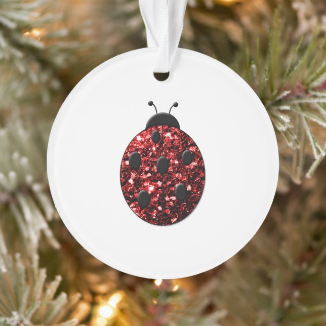 Dunkelrote Ladybug-Imitate Glitzer Glitzern Ornament (Baum)