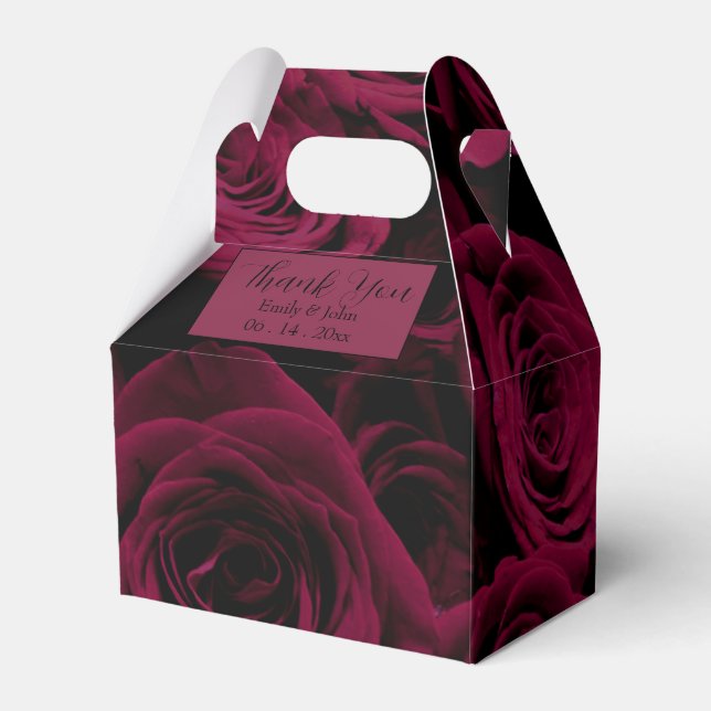 Dunkelrote magenta burgundy-Rose Geschenkschachtel (Vorderseite)