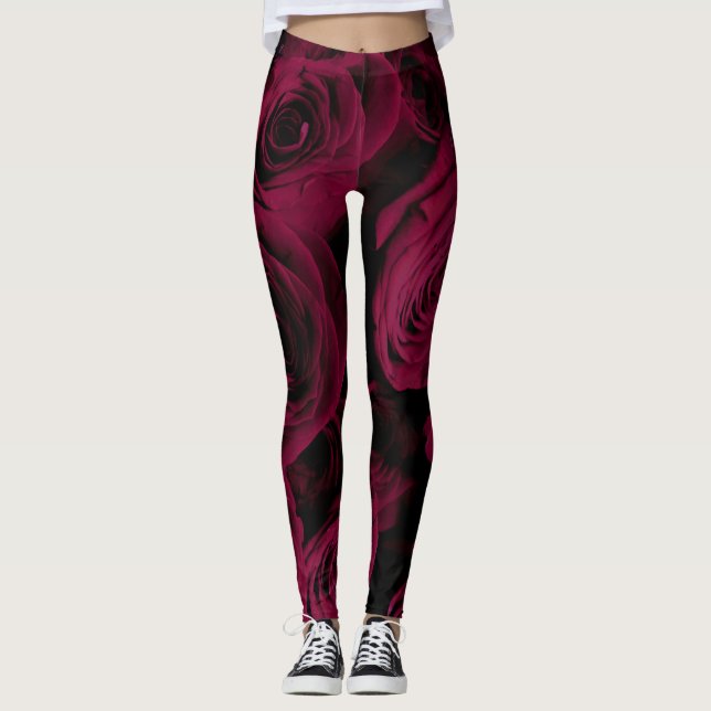 Dunkelrote magenta burgundy-Rose Leggings (Vorderseite)