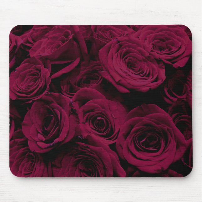 Dunkelrote magenta burgundy-Rose Mousepad (Vorne)