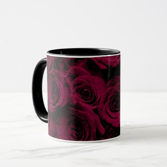 Dunkelrote magenta burgundy-Rose Tasse (Vorderseite Links)