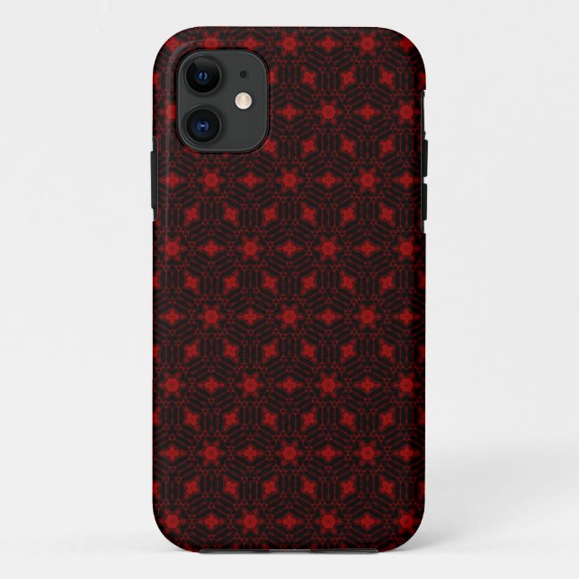 Dunkelrote, moderne Blumengrafik nahtlos Case-Mate iPhone Hülle (Rückseite)