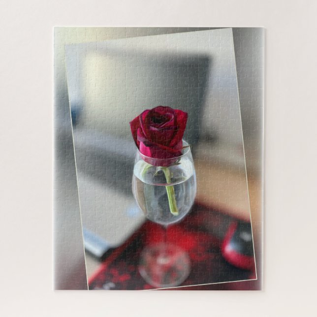 Dunkelrote Rose Puzzle (Vertikal)