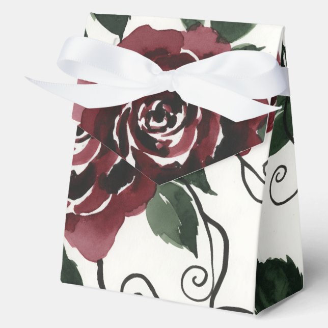 Dunkelrote Rosen Florale Geschenkbox Geschenkschachtel (Vorderseite)