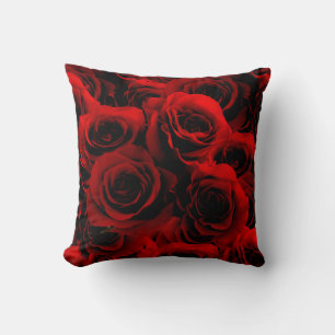 Dunkelrote Rosen für dich Kissen