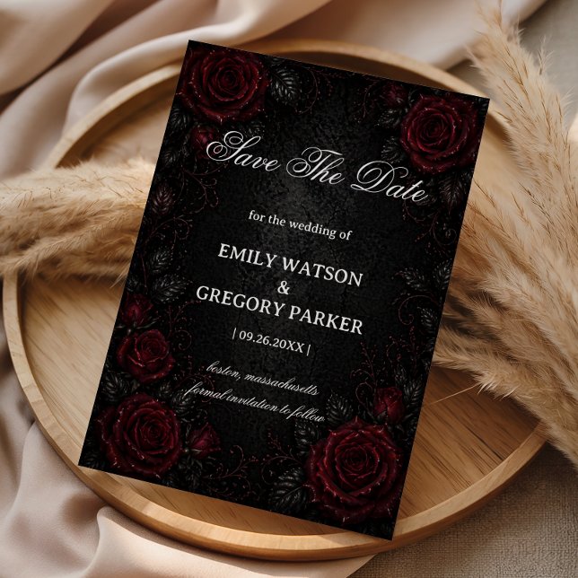 Dunkelrote Rosen Gothic Save The Date (Von Creator hochgeladen)