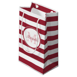 Dunkelrote Sandstreifen mit modischer Monogramm Kleine Geschenktüte