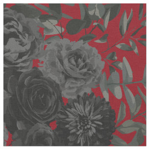 Dunkelrote schwarze dunkle gotische Rose Floral Stoff