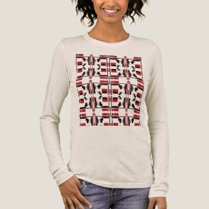 Dunkelrote schwarze kleine Fliesenformen Linien Ku Tri-Blend Shirt