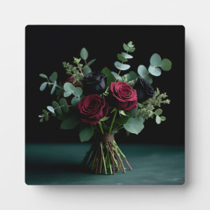Dunkelrote Schwarze Rosen Bouquet Eleganz Fotoplatte