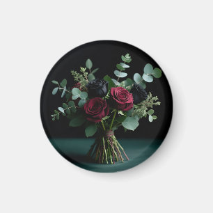 Dunkelrote Schwarze Rosen Bouquet Eleganz Magnet