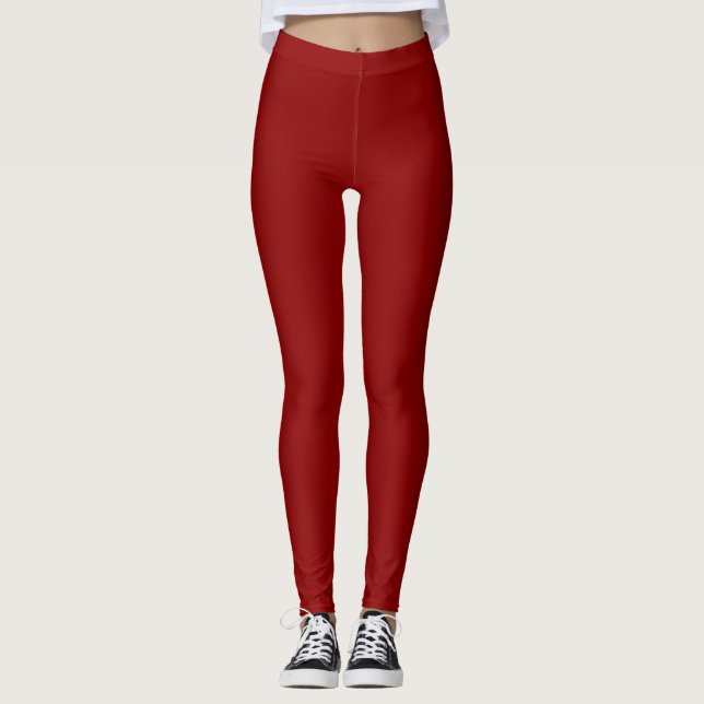 Dunkelrote, solide Leggings (Vorderseite)