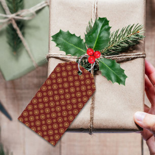 Dunkelrote und goldene Punkte und Kreise Geschenkanhänger