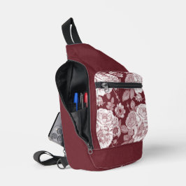 DUNKELROTE UND WEISSE BLUME CROSSBODY BAG