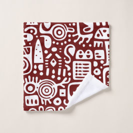 Dunkelrote und weiße Doodles 1 von 4 Badhandtuch Set