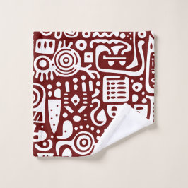 Dunkelrote und weiße Doodles 2 von 4 Badhandtuch Set