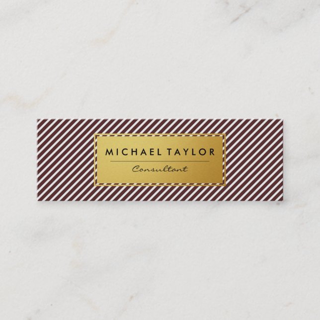Dunkelrote und weiße Streifen Mini Visitenkarte (Vorderseite)