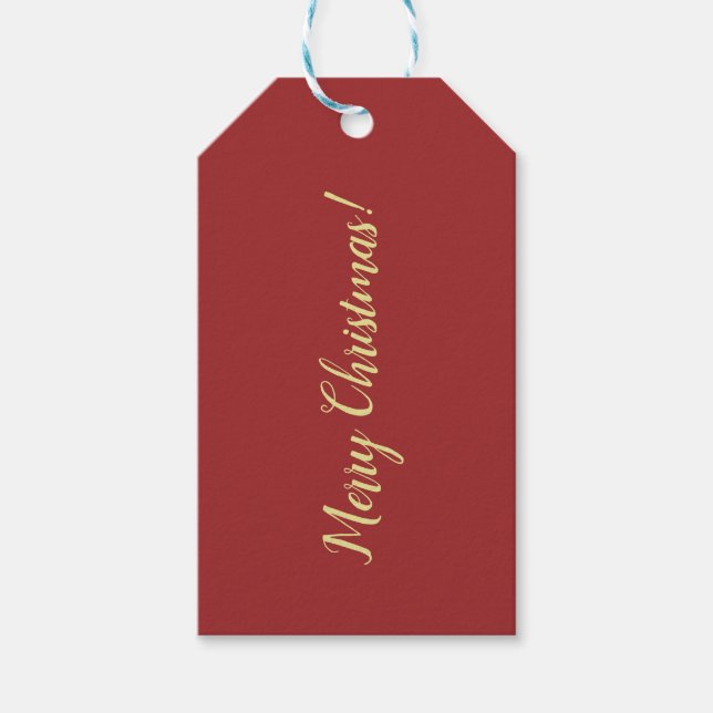 Dunkelrote Weihnachtsgeschenk-Tag Geschenkanhänger (Vorderseite)