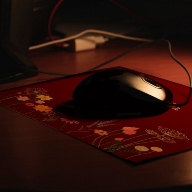 Dunkelrote Wildblume Aquarellfarbe Maus Pad Mousepad (Von Creator hochgeladen)