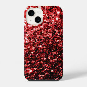 Dunkelroter falscher Glitter funkelt Glamour iPhone 14 Hülle