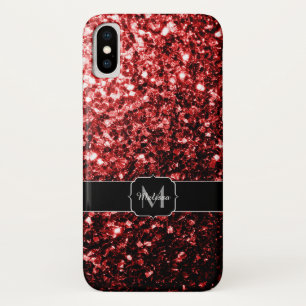 Dunkelroter falscher Glitter funkelt Glamour Monog Case-Mate iPhone Hülle