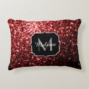 Dunkelroter falscher Glitter funkelt Glamour Monog Zierkissen