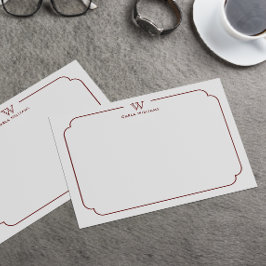 Dunkelroter formaler Chic Monogram-Verzierter Rahm Mitteilungskarte