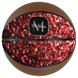 Dunkelroter Glitzer funkelnder Monogrammname Basketball