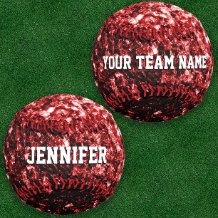 Dunkelroter Glitzer Glitzern, die Ihren Namen Team Baseball