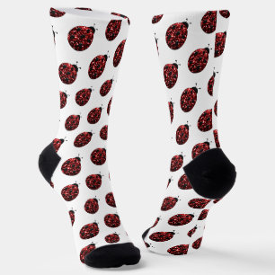Dunkelroter Marienkäfer falsches Glitterfunkeln Mu Socken