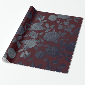 Dunkelroter Ombre moderner Vintage-Blumen Geschenkpapier
