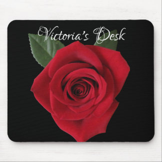 Dunkelroter Rosen-Schreibtisch Mousepad mit Namen