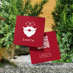 Dunkelroter Santa-Dienstleistungen Minimal Cooler Quadratische Visitenkarte