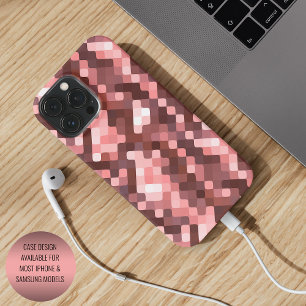 Dunkelroter Weinroter Malven-Taupe-Rosa-Pixel-Art Case-Mate iPhone Hülle