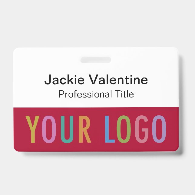 Dunkelrotes Abzeichen mit Logoklammer Lanyard oder Ausweis (Vorderseite)