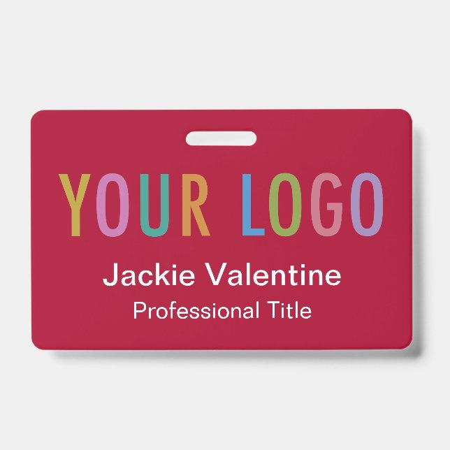 Dunkelrotes Abzeichen mit Logoklammer oder Lanyard Ausweis (Vorderseite)