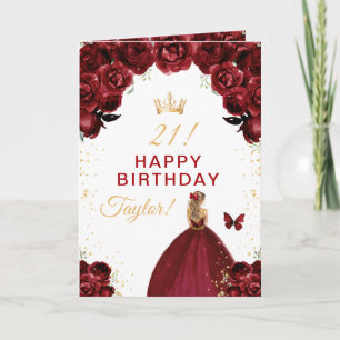 Dunkelrotes Blumen blondes Haar Mädchen Alles Gute Karte
